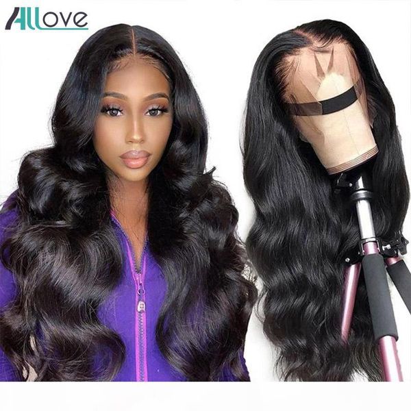 

allove straight human hair lace front wigs kinky curly 13*1 lace part wig loose deep water body t lace part human hair wigs, Black;brown