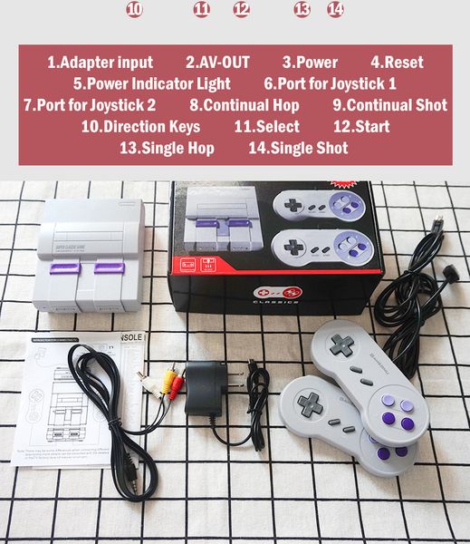 

nostalgic game player host super snes 21 mini hd tv video console 16-bit dual handle, gray support for downloading and saving with two gamep