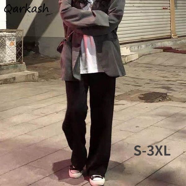 

women's pants & capris casual women simple basic students all-match black spring soft ladies bottom large size s-3xl ins baggy, Black;white
