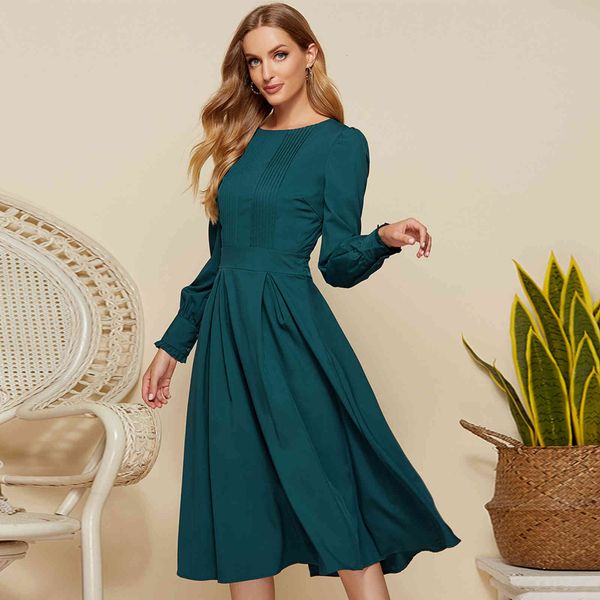 

casual dresses spring and autumn european american women's hepburn style elegant lantern sleeve dress casual 2emu, Black;gray