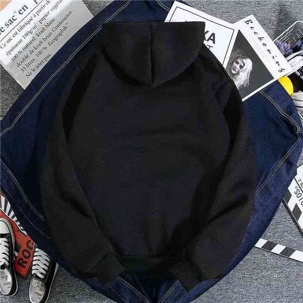 

2021spring and autumn men's korean pure color simple loose fashion brand ins casual hooded pullover with velvet sweater, Black