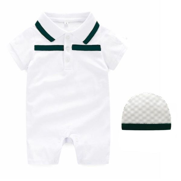 

jumpsuits summer fashion baby boy clothes cotton short sleeve letter g patchwork toddler born girl rompers and hat 0-3 months, Blue