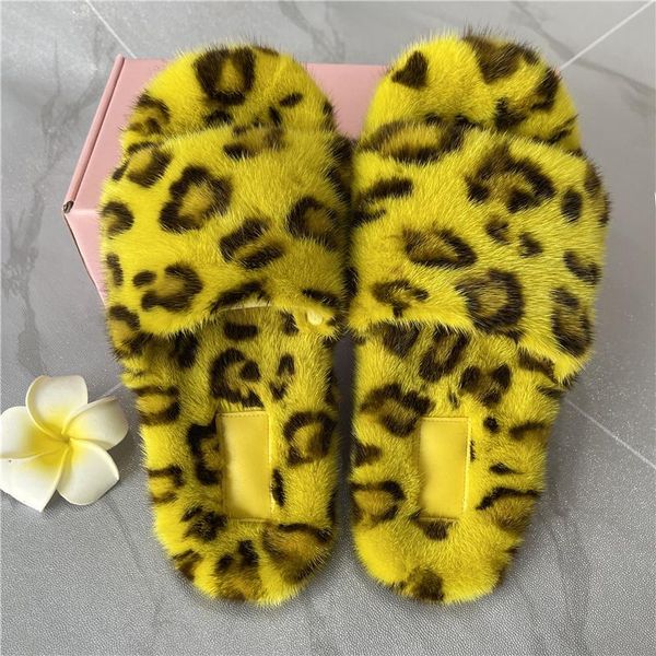 

slippers eurpean station women summer shoe 2021 fur slipper custom flat for ladies 100% real mink, Black