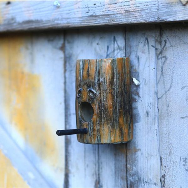 

other bird supplies wall-mounted birds feeder simulation wood crafts creative resin finch for outdoor garden courtyard decoration