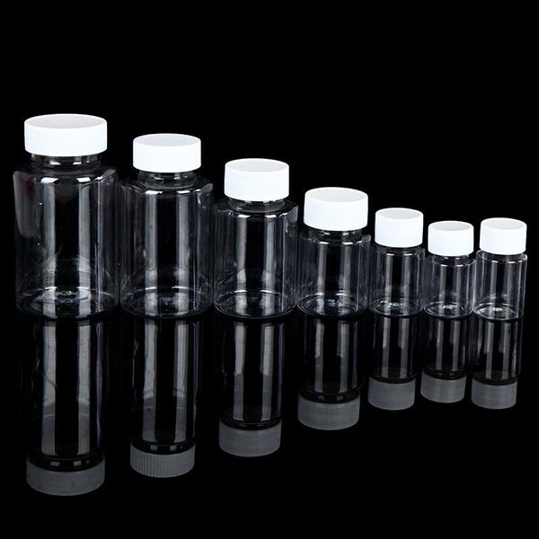 

storage bottles & jars 5pcs 15ml/20ml/30ml/100ml plastic pet clear empty seal solid powder vial container reagent packing bott