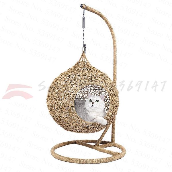 

cat beds & furniture rattan nest winter warm villa four seasons universal house indoor double-layer supplies mascotas hand made