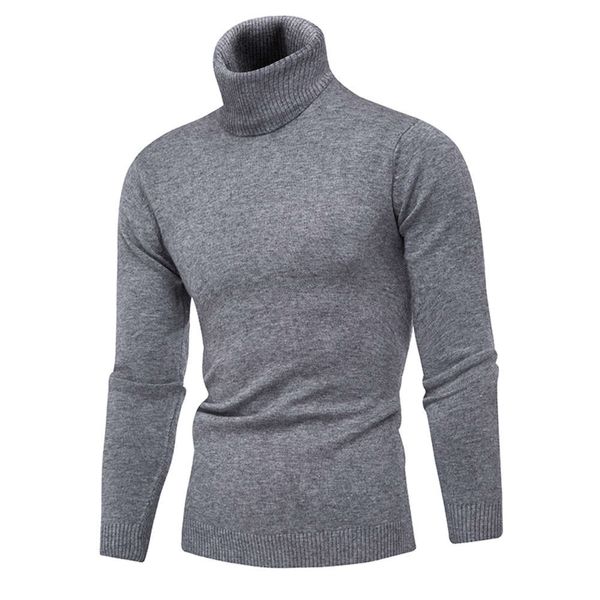 

autumn 2019 new fashion leisure high collar solid color men's slim casual sweater, White;black