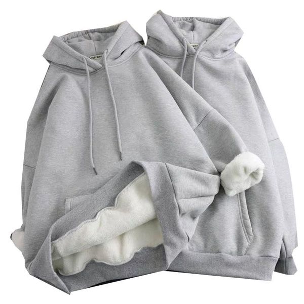 

women's hoodies & sweatshirts 2021 autumn winter women fleece oversized female plus velvet korean loose solid harajuku hooded zipper to, Black