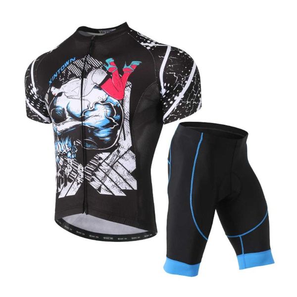 

racing sets amur leopard summer mens cycling clothing set bike jersey quick dry bicycle mtb road ridding jerseys gel shorts +, Black;blue