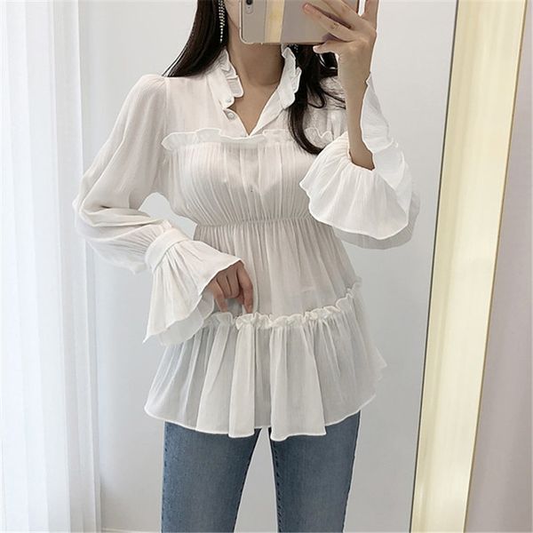 

women's tanks & camis hzirip shirts plied with v-cleavage, elegant chiffon sweaters for girls, spring fashion, ol-style and , hmsh, White