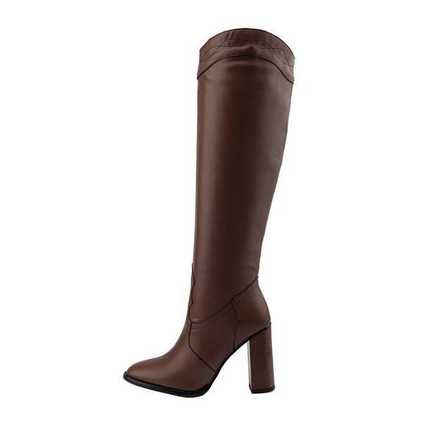 

european and style round toe knee thick heel define foot fashion big thigh boots f5vj, Black