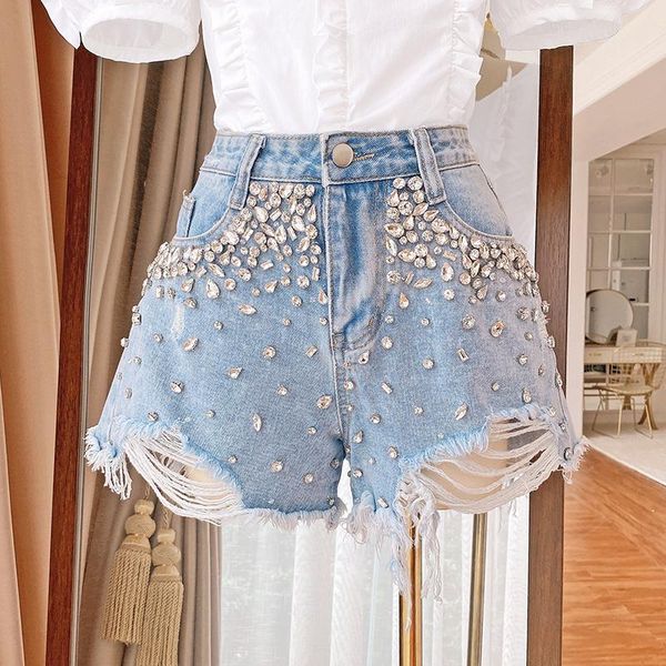 

women's shorts [ewq] classic chic ladies bottom denim women short jeans diamond jewellery design trend clothing blue 16e3250, White;black