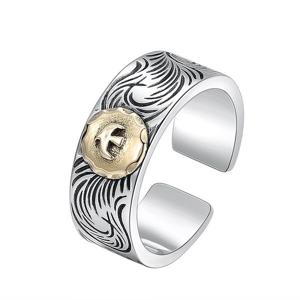 

925 sterling silver eagle adjustable rings american european antique silver two-tone handmade vintage designer luxury jewelry rings