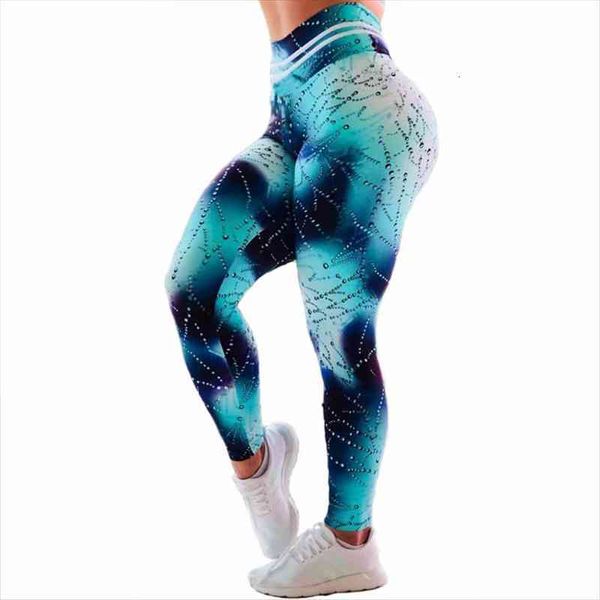 

fashion fitness workout water droplets women legging 3d print high waist push up pants, Black