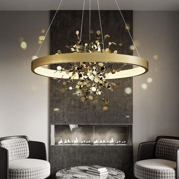 

light luxury copper chandelier villa duplex building living room dining room study lamp master bedroom creative soft design