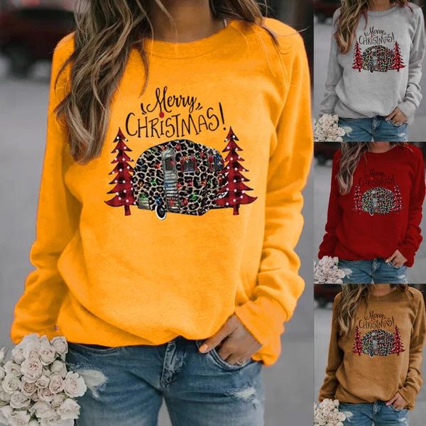 

women's hoodies & sweatshirts women hoodie merry christmas printed fleece long sleeve o neck loose sweatshirt girls pullovers autumn wi, Black