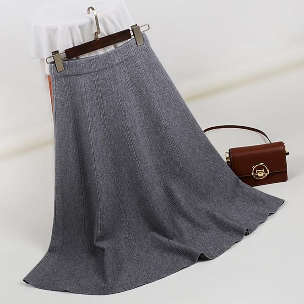 

skirts 2021 autumn and winter trend women's knitted soft umbrella skirt sweater long, Black