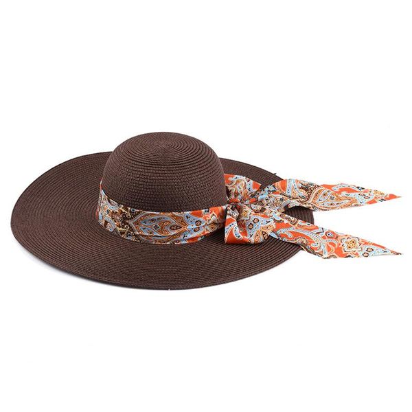 

wide brim hats wholesale colorful ribbon decorated beach straw for women, Blue;gray