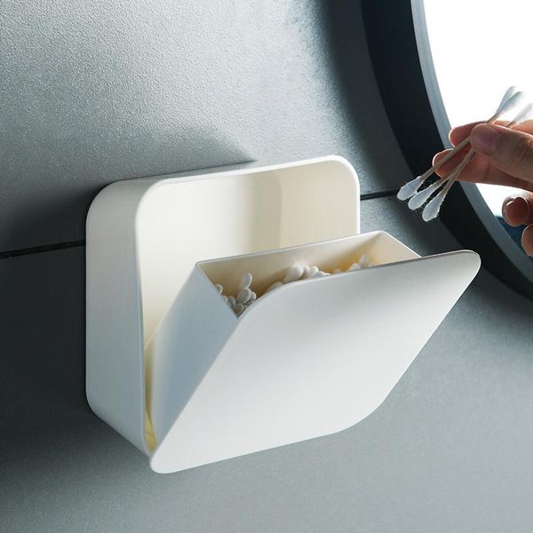 

cosmetic cotton box 1pcs wall-mounted clamshell multi-function makeup organizer cotton swab storage case