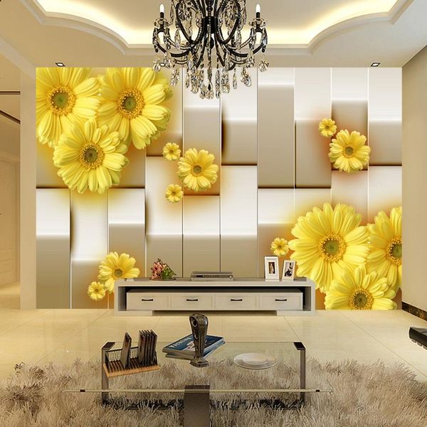 

wallpapers yellow chrysanthemum flower wall paper 3d mural wallpaper for living room tv sofa background po murals stickers