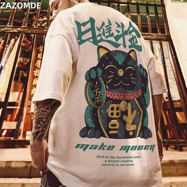 ZAZOMDE erkek tshirt pamuk yaz Çin tarzı serin unisex yarım kollu t gömlek komik baskılı streetwear artı boyutu t-shirt adam 210317