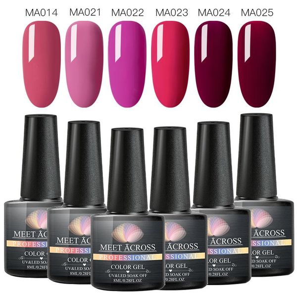 

nail art kits meet across uv gel polish set pure color series led varnish semi permanent sequins 6pcs/set