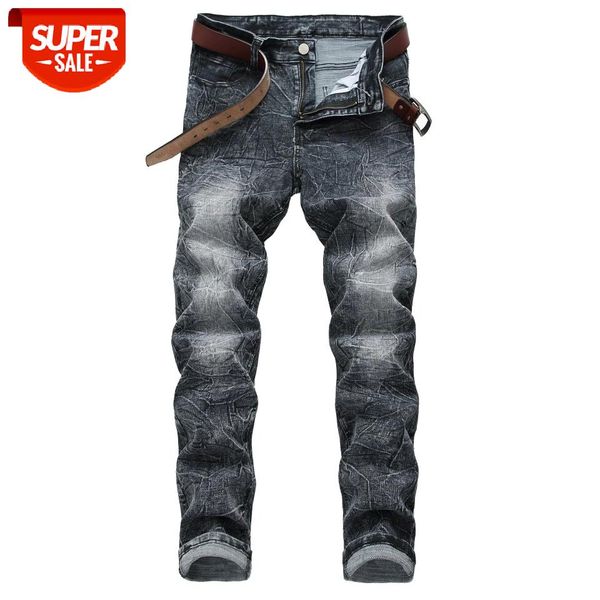 

denim designer moto bike straight jeans for men's size 28-38 40 42 2021 autumn spring hip hop punk rock streetwear trouers #we4c, Black