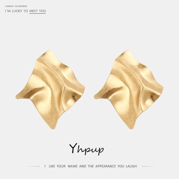 

stud yhpup2021 trendy fashion brand irregular twisted charm gold earring for women party jewelry pendientes mujer moda 2021, Golden;silver