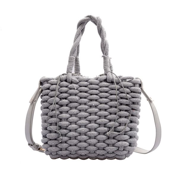 

designer single shoulder bag cell phone multifunction bag fashion woven style drawstring plain personality straw handbag travel shoulder bag