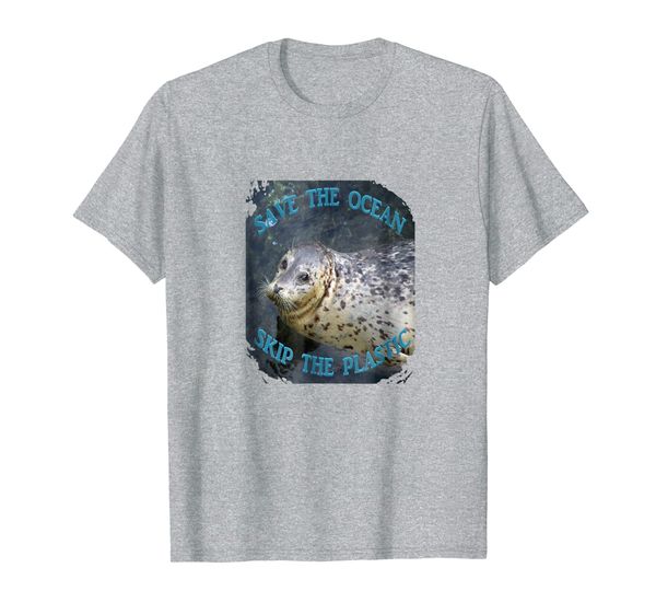 

save the ocean skip the plastic harbor seal environment, White;black