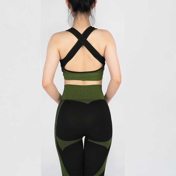 

yoga outfits two piece tracksuit seamless set pants sports bra summer for sets women gym clothes high waist fitness, White;red