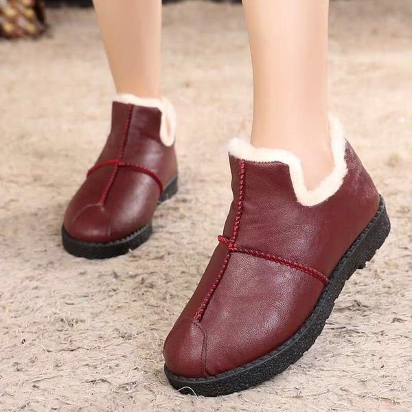 

boots 2021 winter women high plush ankle lady thermal casual platform warm shoes female girls botas mujer, Black