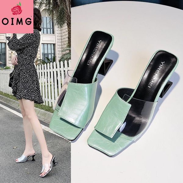 

slippers oimg women's shoes sandals pvc jelly crystal heel transparent women fashion clear high heels summer pumps, Black