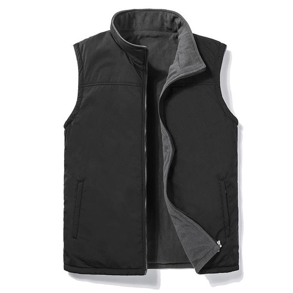 

men's vests windbreaker male outdoors travel slim fit 2021 waistcoat winter vest fleece lining mens jacket sleeveless man coats, Black;white