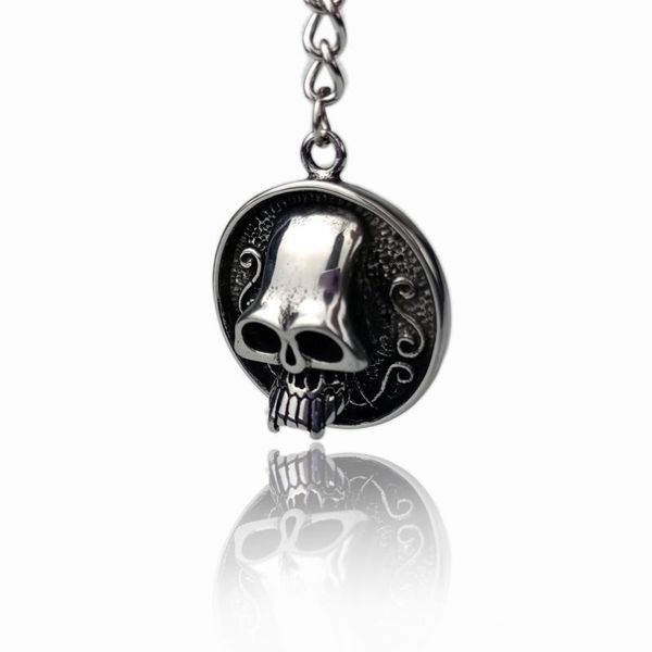 

pendant necklaces fashion 2021 skeleton gothic mens hip hop jewelry coin necklace wholesale stainless steel halloween, Silver