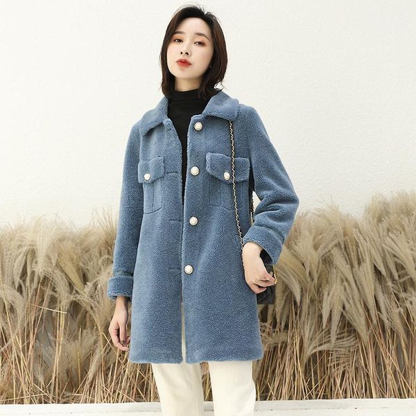 

women's fur & faux shearling real sheep winter coat women warm jacket for womens clothing abrigos mujer invierno 2021 s1242 yy6621, Black