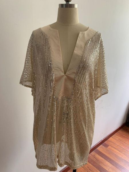 

women's blouses & shirts looose sequin short sleeve casual blouse, White