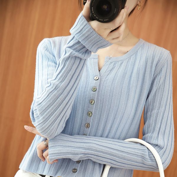 

autumn and winter new sweater womens fashion slim striped cardigan slim short outer long sleeves slimming knitted 2021 new, White;black