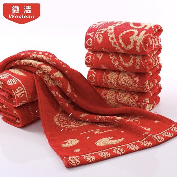 

towel cotton jacquard yuanyang red wedding bride and groom like roses