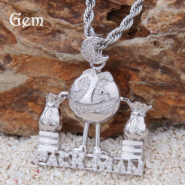 

hip hop packman pendant with zircon pendant, Silver