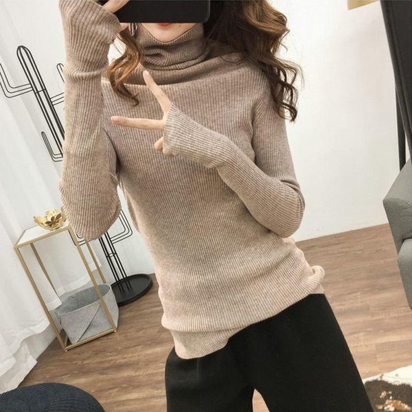 

women's sweaters woman cored yarn turtleneck sweater pullover long sleeve winter slim thickened femme chandails pull hiver, White;black