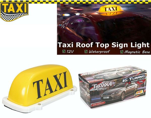 Autoaufkleber, 12 V, hellgelbe LED-Auto-Taxi-Kabine, Dachdeckel, Schild, Licht, Lampe, Magnetfuß für Fahrer