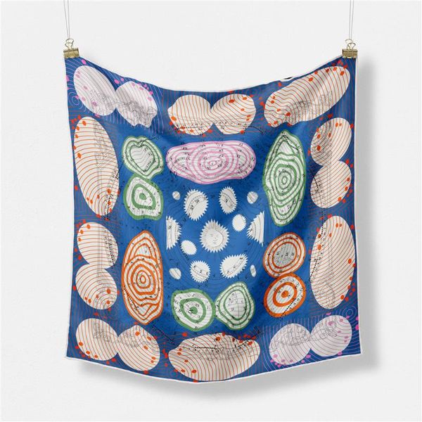 

scarves 53cm dot circle square scarf silk women bandana headband fashion hijab neckerchief for ladies, Blue;gray