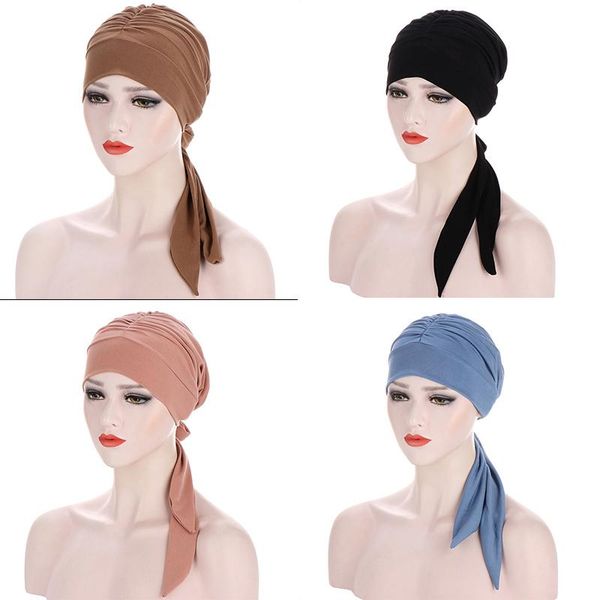 

beanie/skull caps muslim inner cap stretch hijab with rope sleeping adjustable women underscarf solid color islamic turban headwear, Blue;gray