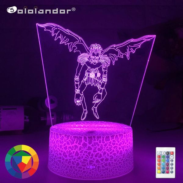 

night lights death note kids light led color changing nightlight for room decoration japanese manga gifts 3d illusion lamp ryuk figure