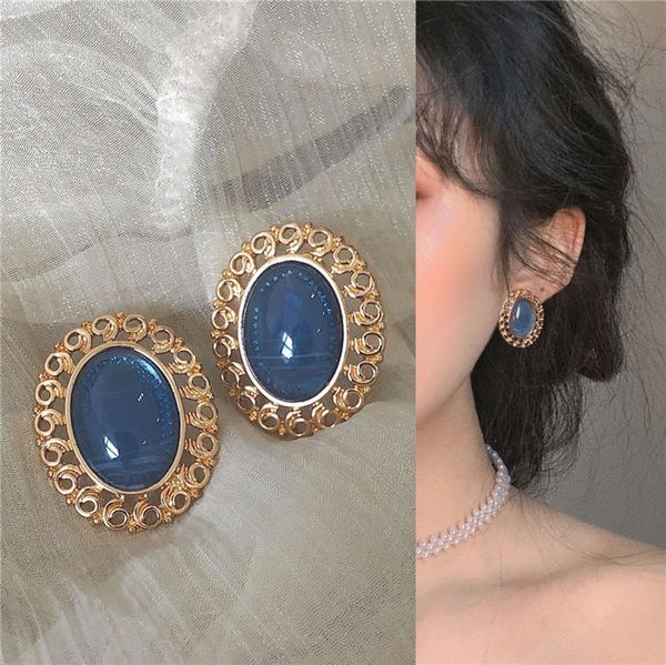 

earrings small simple blue fashion temperament women