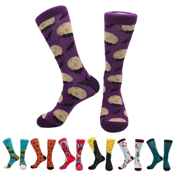 

men's socks tube cotton cool cartoon interesting personality student style couples neutral female stockings, Black