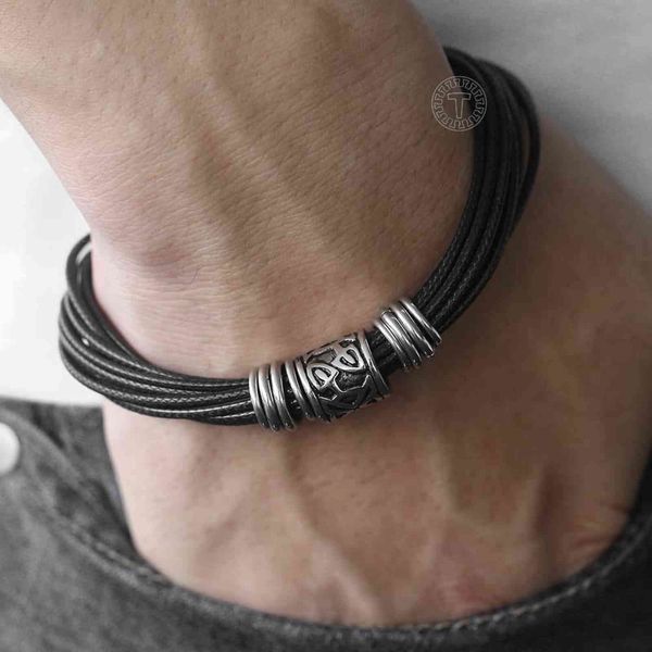 

unique vintage men's black multilayer braided leather bracelet stainless steel magnetic clasp dropshipping male jewelry dlb104, Golden;silver
