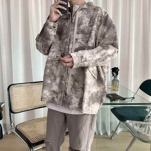 

2021 new autumn cotton tie-dye men's fashion casual camo tactical streetwear loose hip-hop bomber jacket men s-5xl nt62, Black;brown