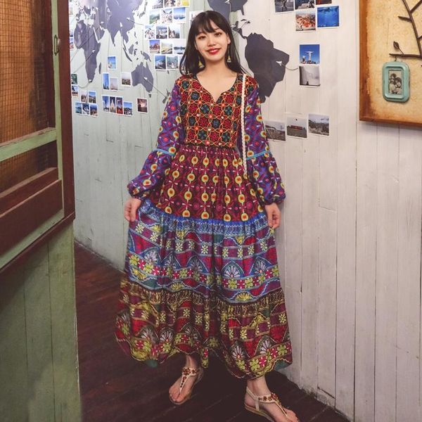 

casual dresses 2021 autumn fashion layered pleated swing floral embroidery maxi dress elegant robe femme muslim arabian oman long sleeve, Black;gray